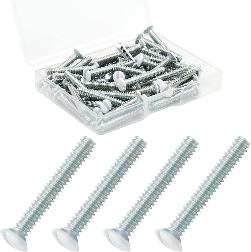 Taezn 50 Pack Long Outlet Screws, 1 Inch White Screws for Wall Plates & Covers - Image 1